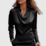 Sylvie | Bluza s prestižnim sijajem in nagubanim ovratnikom