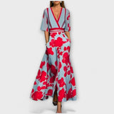 Isabela - Eleganten plašč z cvetličnim vzorcem