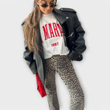 Carina - Retro kavbojke z leopardjim vzorcem