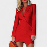 Gabriela - Eleganten Blazer Oblek z Globokim Izrezom