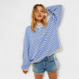 Merga - Črtast Oversize Pulover