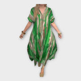 Dolgi kaftan z V-izrezom in širokimi rokavi