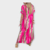Dolgi kaftan z V-izrezom in širokimi rokavi