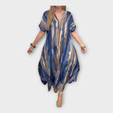 Dolgi kaftan z V-izrezom in širokimi rokavi