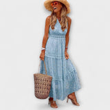 Lola - Maxi obleka z boho čipkastimi detajli