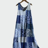 Obleka z modrim patchwork vzorcem