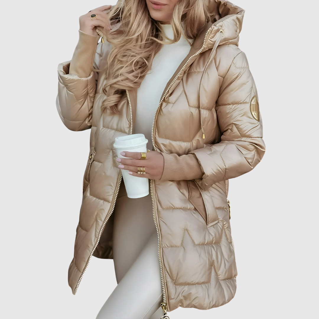 Élise™ | Eleganten zimski plašč s kapuco in podlogo
