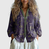 Ambre™ | Vintage bluza z listnim potiskom