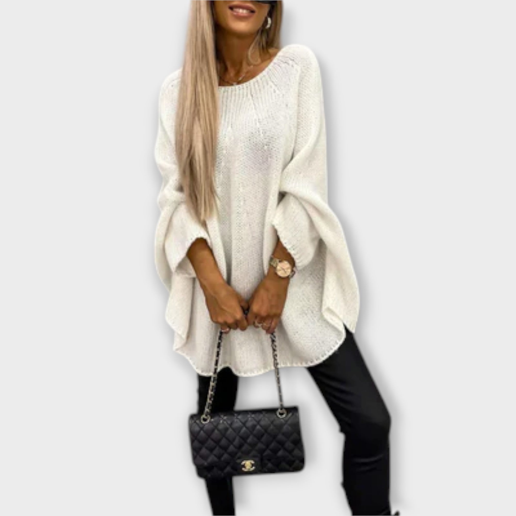 Izabelė - Eleganten ženski pulover z okroglim izrezom
