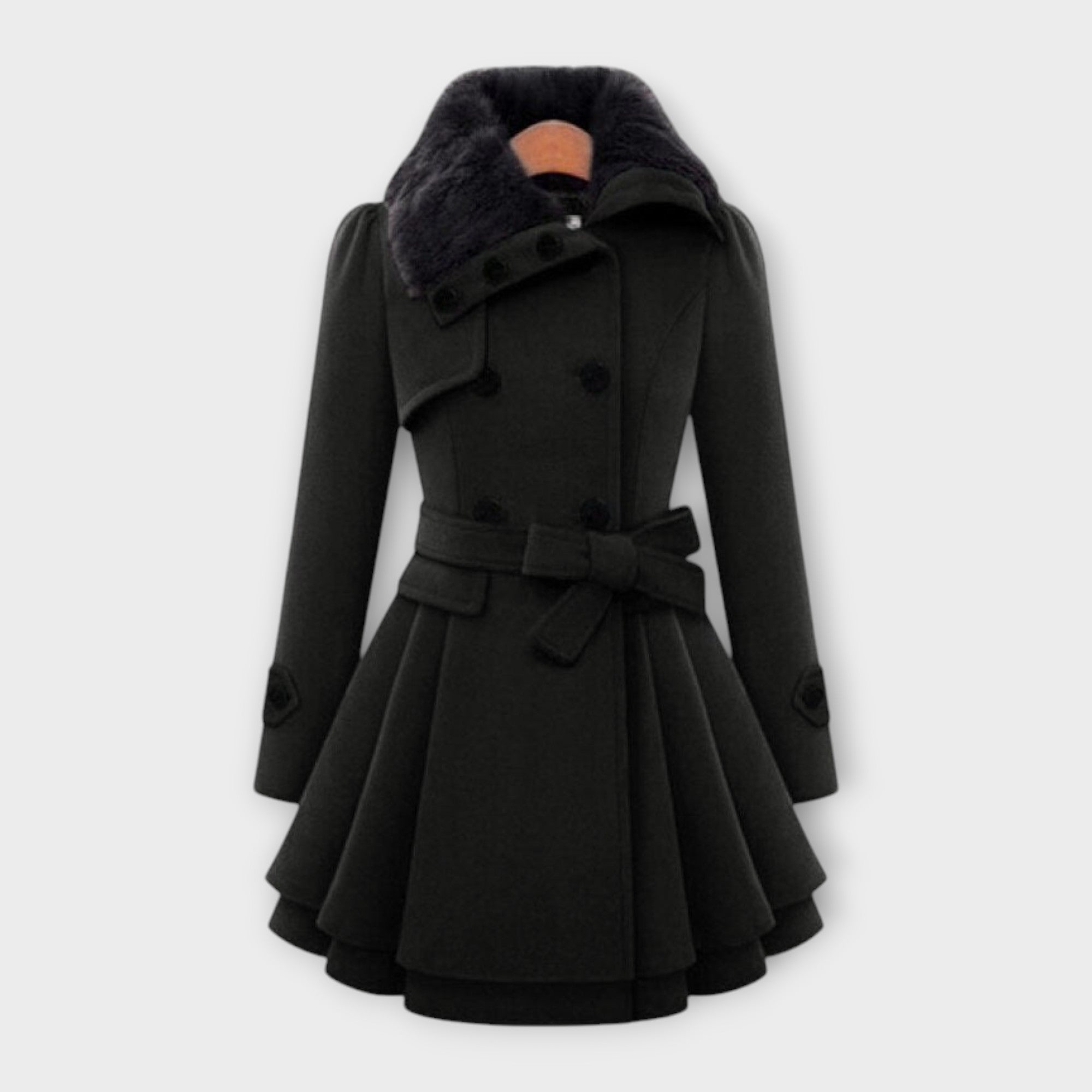 Emma - Eleganten Plašč z Um artificialnim Kragnom