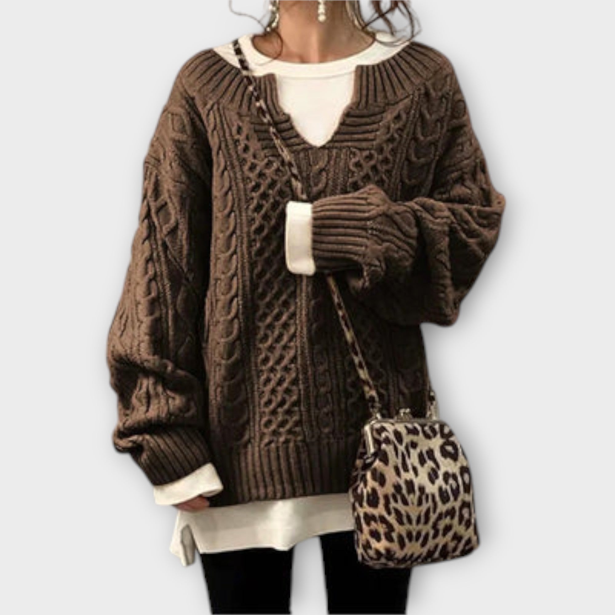 Lili - Oversized pulover s pletenim vzorcem