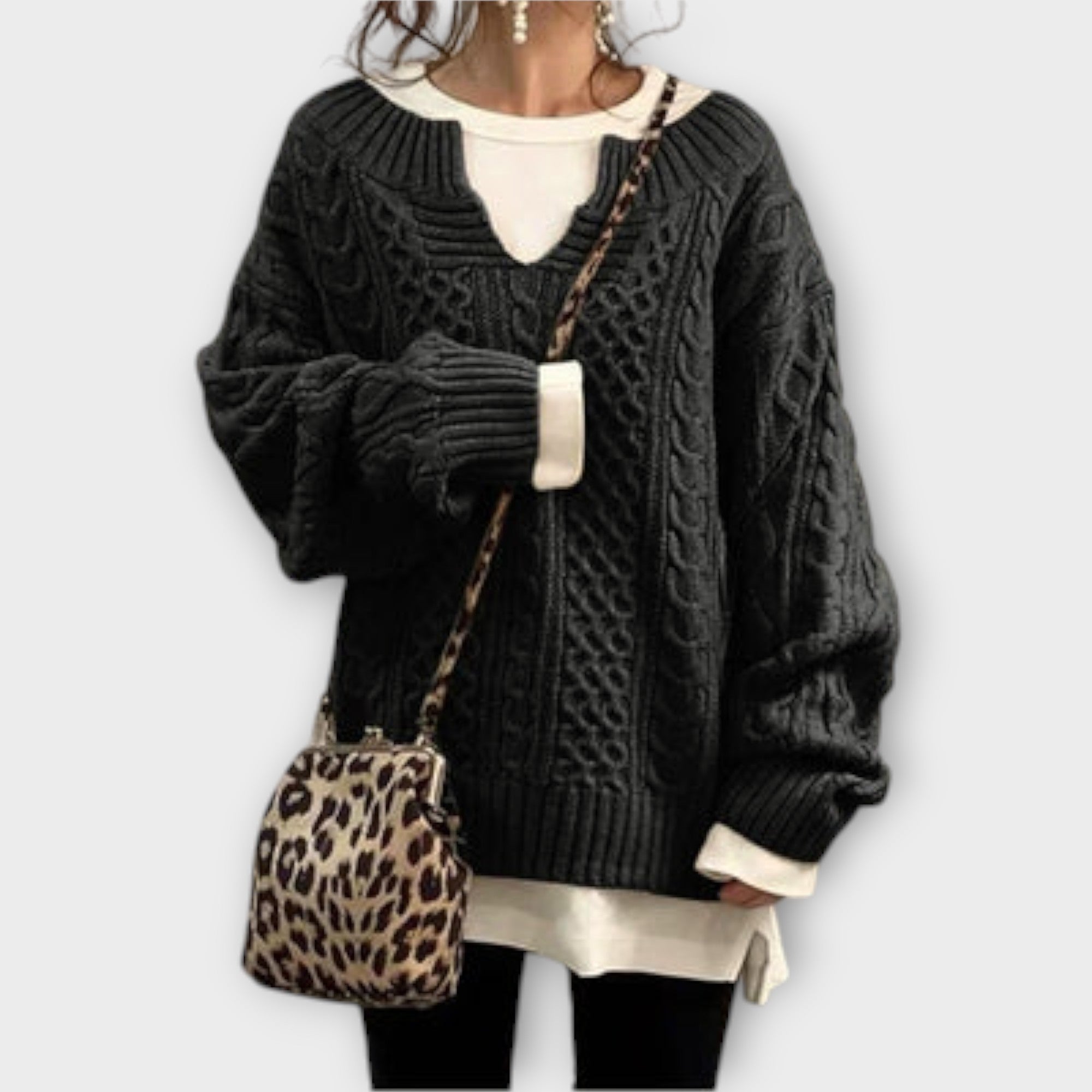 Lili - Oversized pulover s pletenim vzorcem