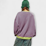 Merga - Črtast Oversize Pulover