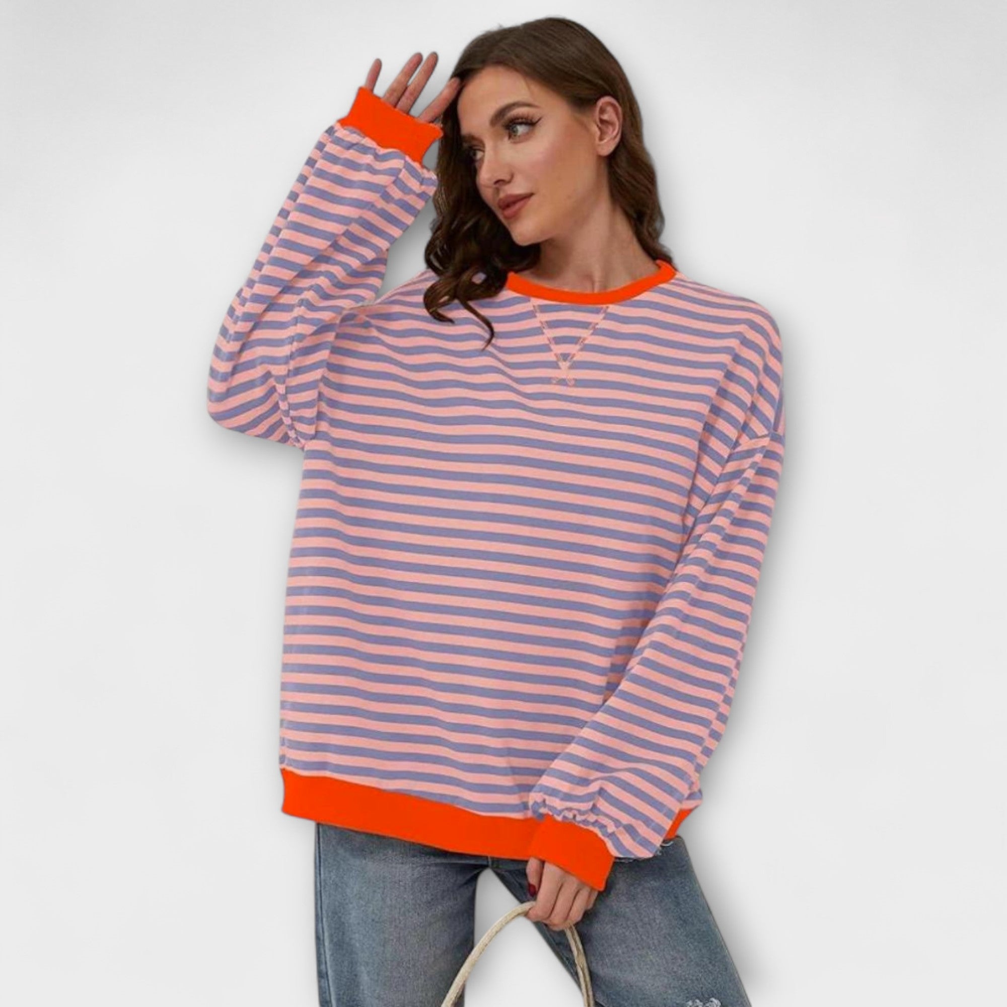 Merga - Črtast Oversize Pulover