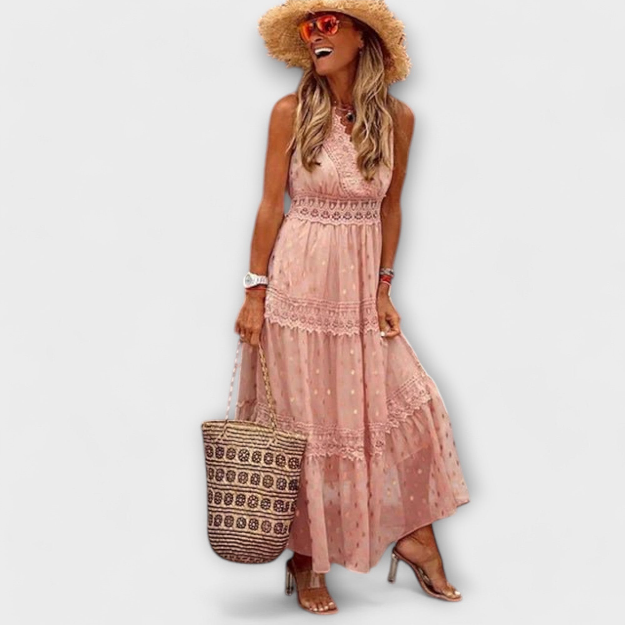 Lola - Maxi obleka z boho čipkastimi detajli