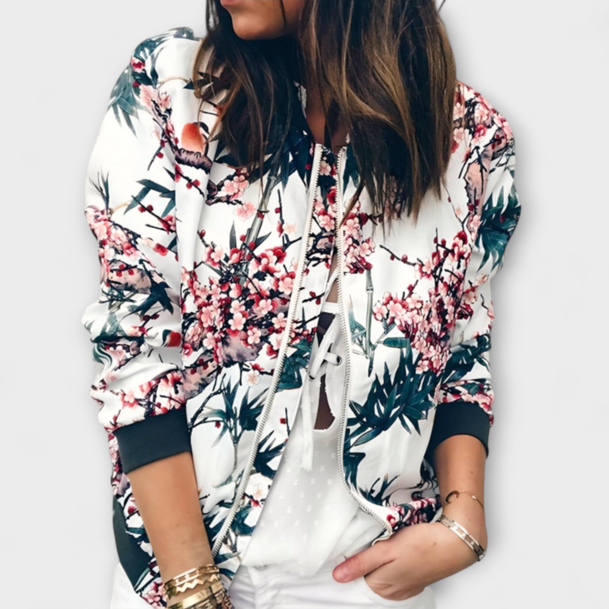 Kaelin - Stilinga Bomber Jakna z Rožami