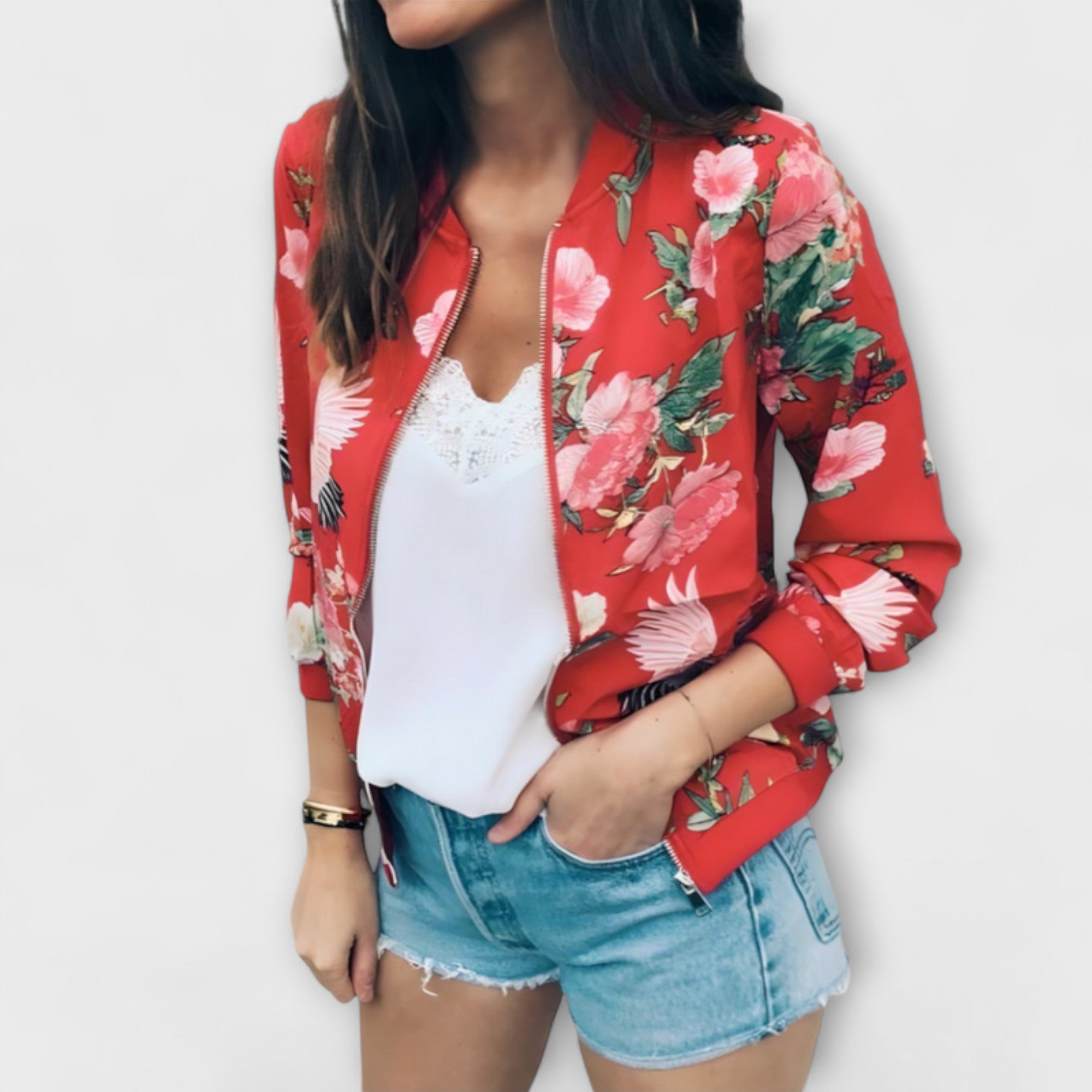 Kaelin - Stilinga Bomber Jakna z Rožami