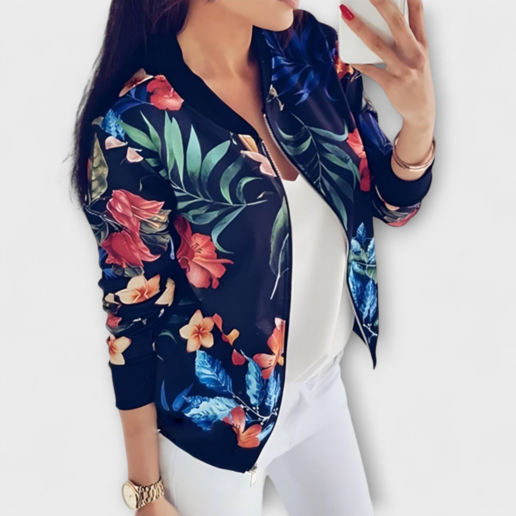 Kaelin - Stilinga Bomber Jakna z Rožami